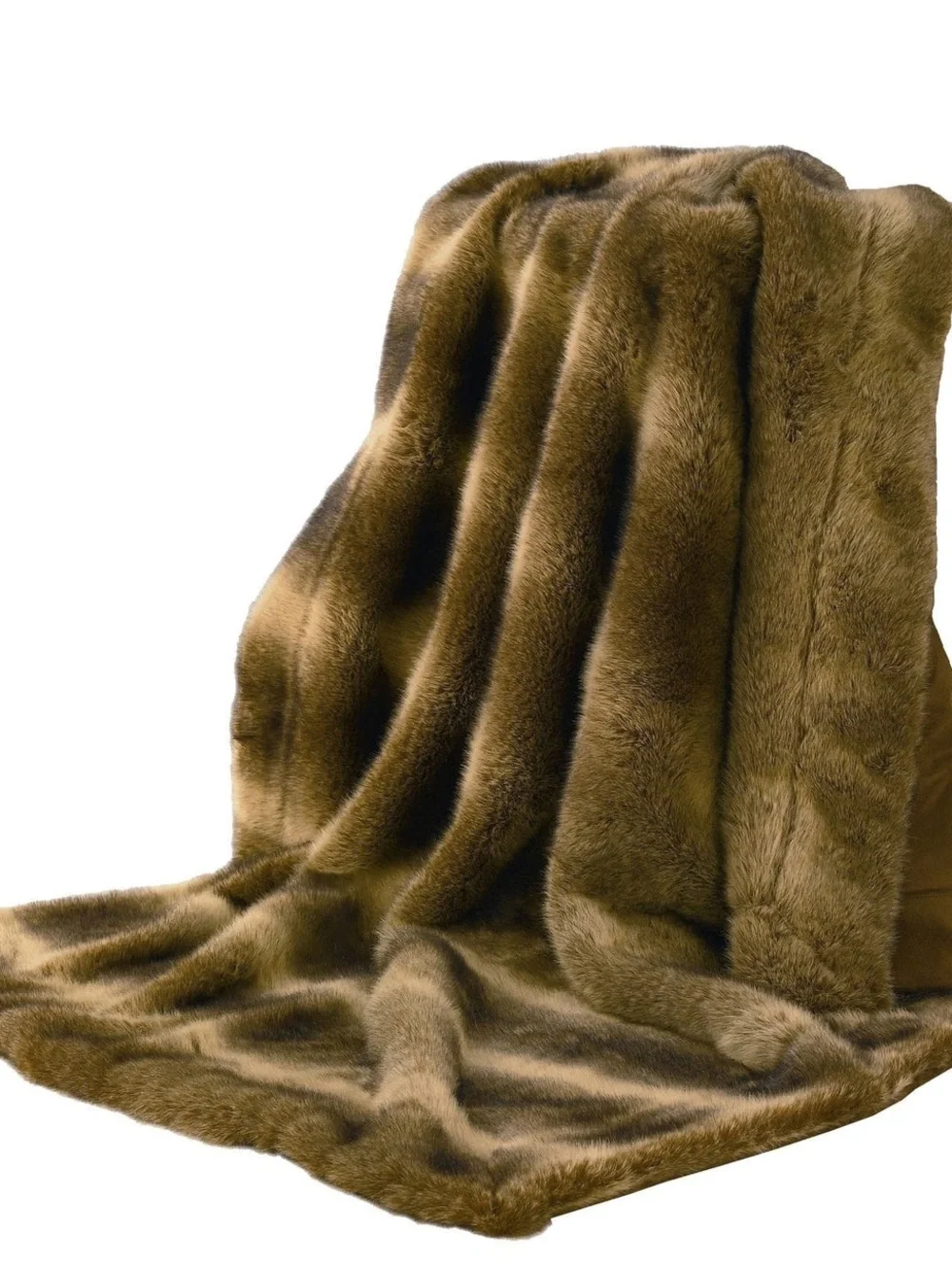 Luxurious Brown Faux Fur Throw Blanket